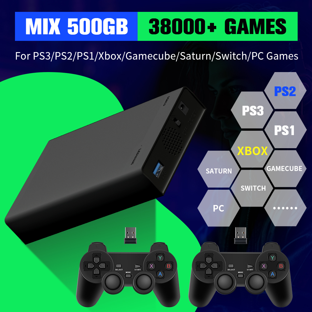 Retro Gaming Emulator Console - 500G Game Hard Drive With 38000+Games