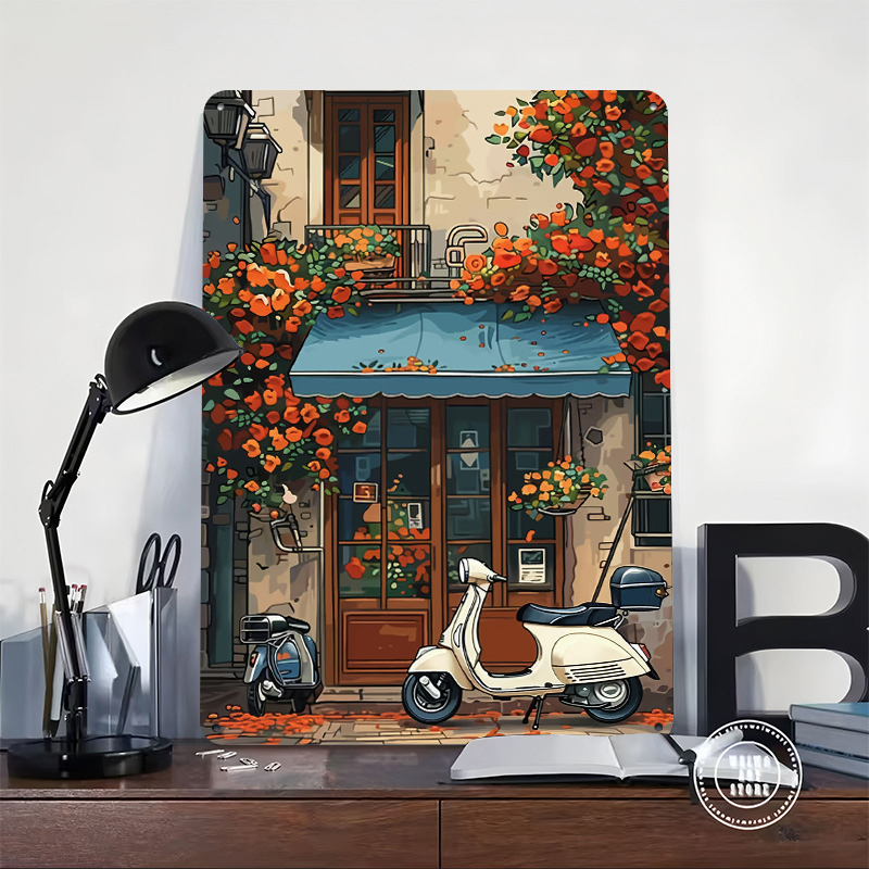 Vintage Scooter Shop Poster Cu - Retro Gaming At Home 评论和价格