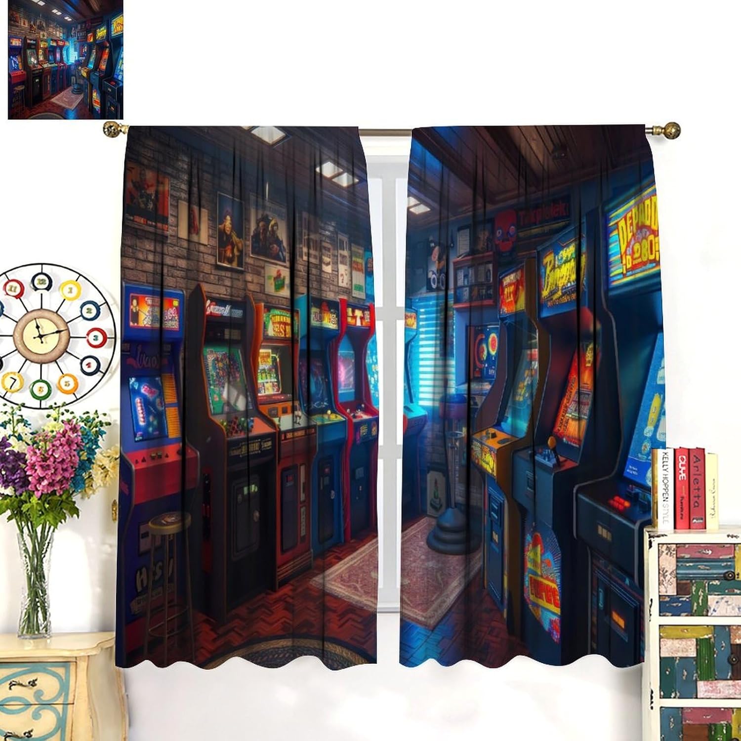 90s Arcade Blackout Curtains G - Retro Gaming Youtube 评论和价格