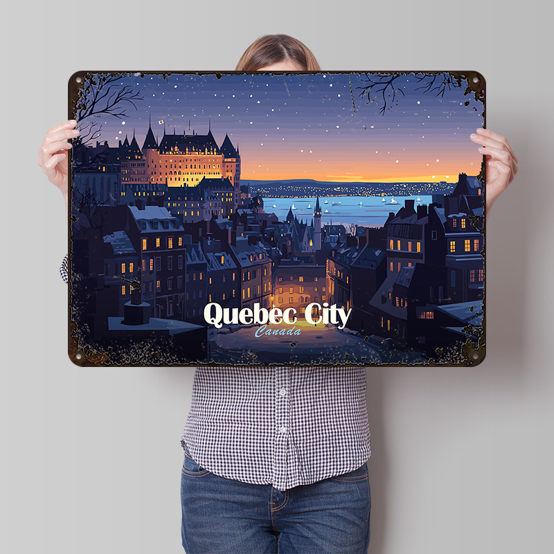 Quebec City At Night Printed P - Retro Gaming Quebec 评论和价格