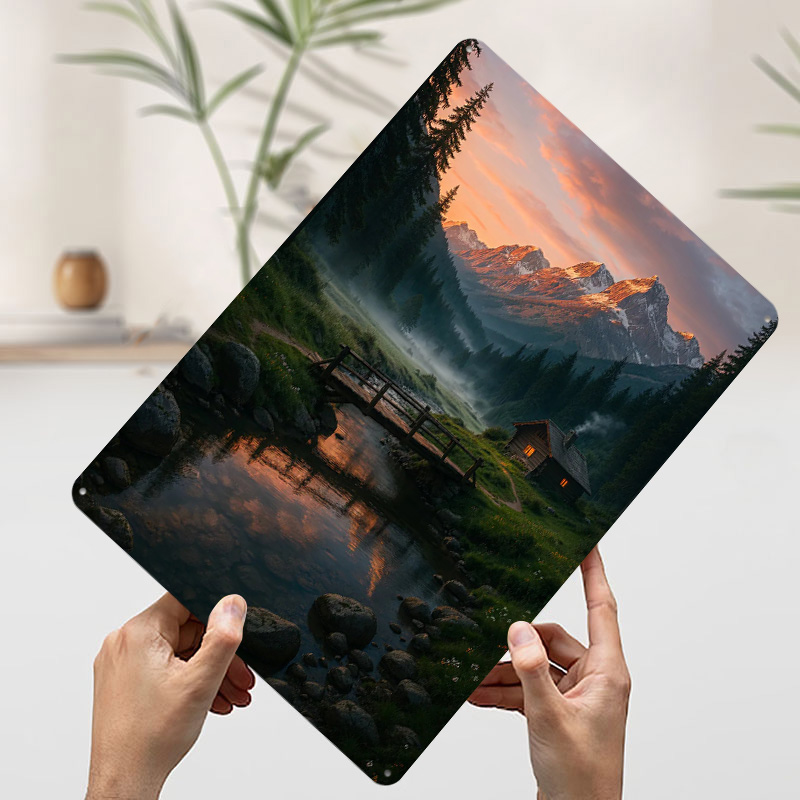 Mountain Cabin At Sunset Tin P - Retro Gaming At Home 评论和价格