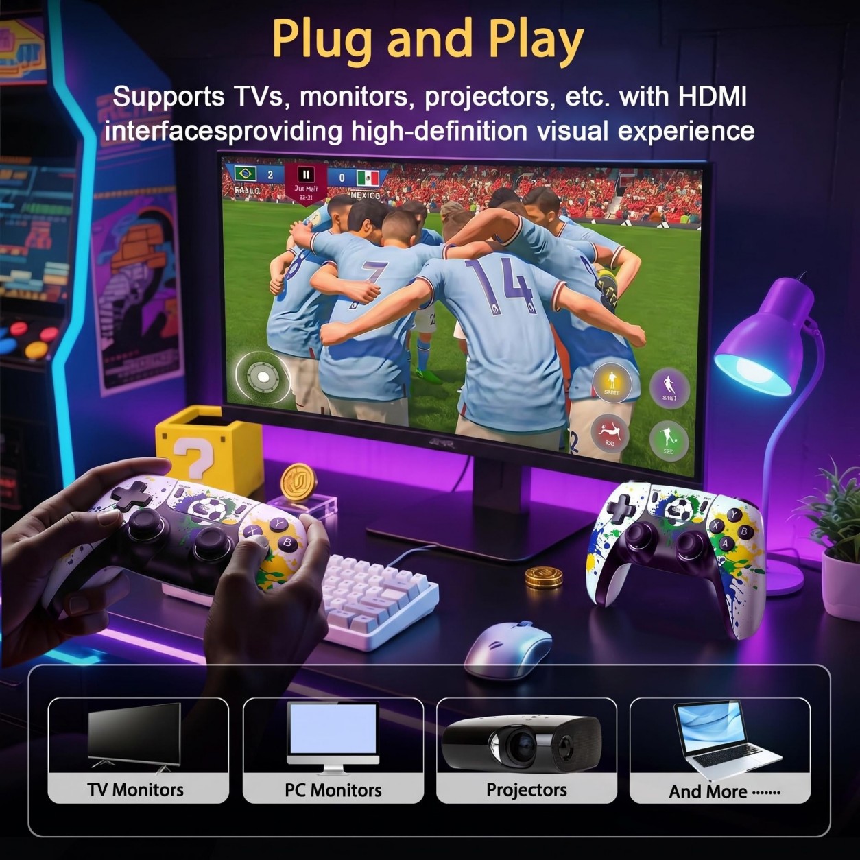 Football Pattern Wireless Game - Retro Gaming For Tv 评论和价格