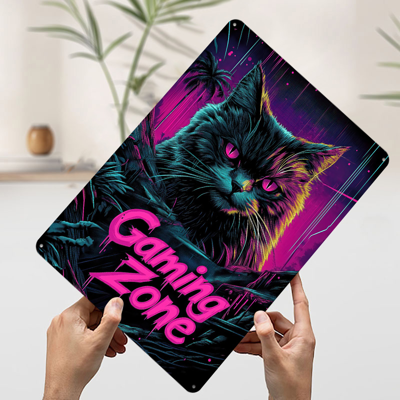 Gaming Cat Metal Poster Custom - Retro Gaming At Home 评论和价格