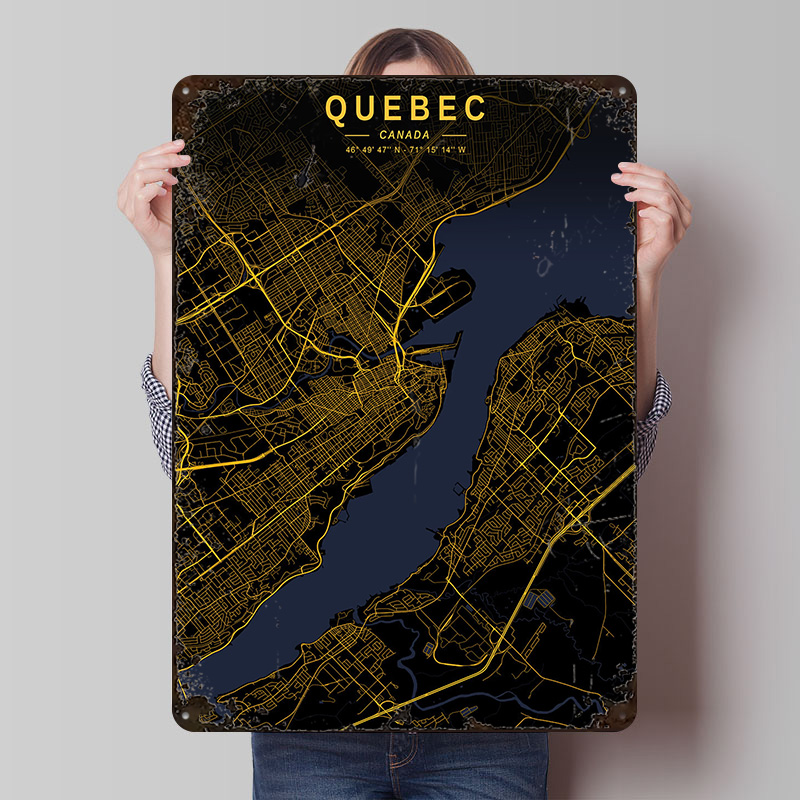 Quebec Golden Map Poster Custo - Retro Gaming Quebec 评论和价格