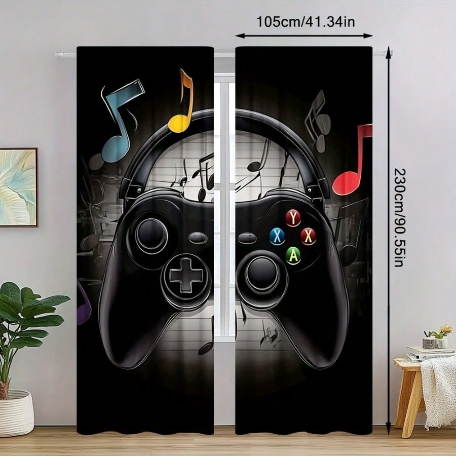2pcs Retro Gaming Room Curtain - Retro Gaming Youtube 评论和价格